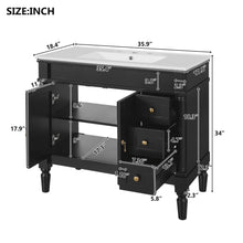 Load image into Gallery viewer, Bathroom Vanity With Ceramic Sink, 2 Doors 3 Drawers, Soft Close Design