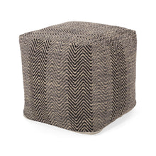 Load image into Gallery viewer, Barracuda - Handcrafted Cotton Pouf With Chevron Pattern - Brown / Beige