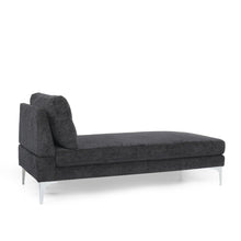Load image into Gallery viewer, Fabric Upholstered Chaise Lounge With Iron Bracket Legs - Gray