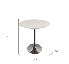 Load image into Gallery viewer, 36" Wood And Metal Pedestal Base Round Top Dining Room Table - White