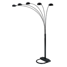 Load image into Gallery viewer, Five Light Arc Floor Lamp With Black Dome Shade - Black
