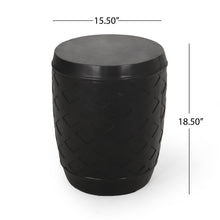 Load image into Gallery viewer, Outdoor Side Table With Lattice Design And Round Top - Black