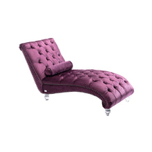 Load image into Gallery viewer, Velvet Chaise Lounge Indoor, Button Tufted Upholstered Chaise Lounge Chair With Pillow