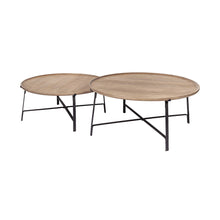 Load image into Gallery viewer, Solid Wood And Iron Round Nested Coffee Tables (Set of 2) - Brown And Black