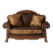 Load image into Gallery viewer, Blossom Pink Faux Leather Floral Tufted Arm Chair - Brown And Cherry