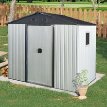 Load image into Gallery viewer, 8Ft X 4Ft Outdoor Metal Storage Shed With Window And Metal Foundation For Backyard, Patio, Lawn