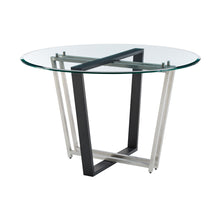 Load image into Gallery viewer, 48" Glass And Iron Sled Base Round Top Dining Table - Black