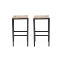Load image into Gallery viewer, Outdoor Bar Stool With Slat Design And Metal Frame (Set of 2)