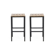 Load image into Gallery viewer, Outdoor Bar Stool With Slat Design And Metal Frame (Set of 2)