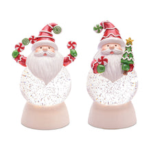 Load image into Gallery viewer, Plastic Christmas Santa Tabletop Sculpture With LED (Set of 2) - White / Green / Red
