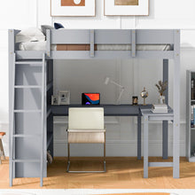 Load image into Gallery viewer, Modern Loft Bed With Desk And Shelves