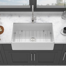 Load image into Gallery viewer, Ceramic Farmhouse Sink With Deep Basin And Stainless Steel Grid