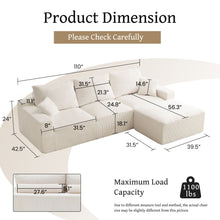 Load image into Gallery viewer, L Shaped Sectional Sofa, Full Compression 3 Seater Cloud Couch With Chaise