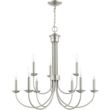 Load image into Gallery viewer, 27" Nine Light Dimmable Chandelier With Shades - Nickel