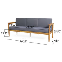 Load image into Gallery viewer, Outdoor 3 Seater Sofa With Cushion And Teak Acacia Wood - Dark Gray