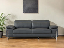 Load image into Gallery viewer, Italian Leather Sofa & Silver Legs - Dark Gray