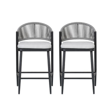 Load image into Gallery viewer, Outdoor 26" Counter Height Metal Frame Counter Stools With Scallop Shaped Backrest & Water Resistant Cushions