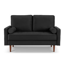 Load image into Gallery viewer, Velvet Loveseat And Toss Pillows - Black / Dark Brown