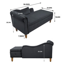 Load image into Gallery viewer, Chaise Lounge Indoor, Lounge Chair For Bedroom With Storage & Pillow, Modern Upholstered Rolled Arm Chase Lounge For Sleeping With Nailhead Trim For Living Room Bedroom Office