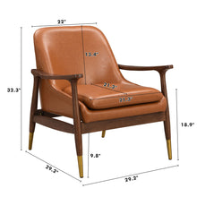 Load image into Gallery viewer, Mid - Century Accent Chair With Cushioned Seat, Brass Tipped Legs