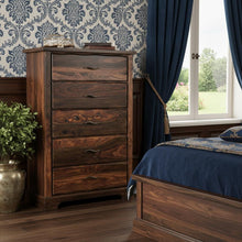 Load image into Gallery viewer, Solid Wood Five Drawer Chest - Dark Brown