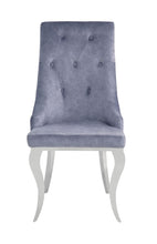 Load image into Gallery viewer, Tufted Upholstered Fabric Dining Side Chairs (Set of 2) - Gray / Silver