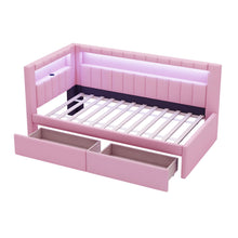 Load image into Gallery viewer, Upholstered Platform Bed With USB Ports And LED Belt