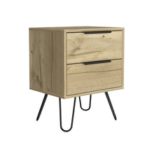 Load image into Gallery viewer, 17.7" x 13.7" x 22.4" Two Drawer Faux Wood Nightstand - Oak