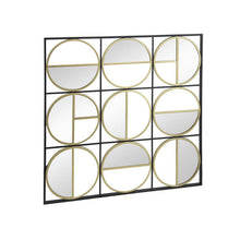 Load image into Gallery viewer, 36" Square Iron Framed Accent Mirror - Black / Gold