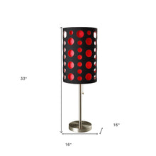 Load image into Gallery viewer, Mod Table Lamp With Black And Red Drum Shade - Steel