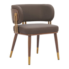 Load image into Gallery viewer, Upholstered Faux Leather Curved Back Dining Arm Chair - Brown