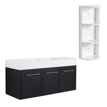 Load image into Gallery viewer, Modern Wall Mounted Bathroom Vanity With Thick Edge Resin Sink And Storage Rack
