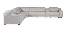 Load image into Gallery viewer, Italian Leather Power Reclining Curved 8 Piece Corner Sectional With Console - Light Gray