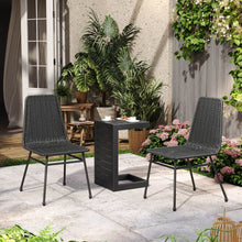 Load image into Gallery viewer, Aluminum And Rattan Chat Set, Outdoor Patio Set Includes Rattan Dining Chair Set Of 2 And C Shaped Side Table - Dark Brown