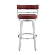 Load image into Gallery viewer, Faux Leather Swivel Low Back Counter Height Bar Chair - Red / Silver