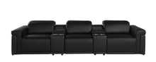 Load image into Gallery viewer, Top Grain Leather Reclining Metal USB Sofa (720365) - Black