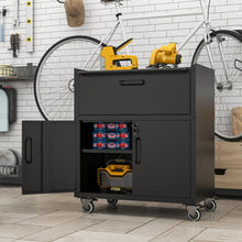 Load image into Gallery viewer, Sturdy And Durable Metal Tool Cabinet For Garage With Wheels Mobile Heavy Duty Storage Cabinet With 1 Drawer And 2 Locking Doors