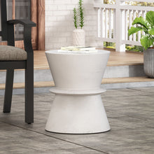 Load image into Gallery viewer, Outdoor Lightweight Concrete End Table With Hourglass Structure - Antique White