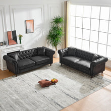 Load image into Gallery viewer, Chesterfield 3 And 3 Seater Sofa Set High Tech Fabric Roll Armrest Upholstered Couch