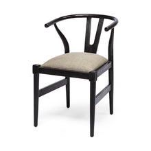 Load image into Gallery viewer, Upholstered Linen Wishbone Back Dining Side Chair - Cream