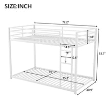 Load image into Gallery viewer, Metal Bunk Bed, Low Bunk Bed With Ladder
