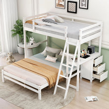 Load image into Gallery viewer, Bunk Bed With Built In Desk And 3 Drawers
