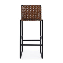 Load image into Gallery viewer, Leather And Steel Bar Chair - Brown / Black