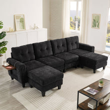 Load image into Gallery viewer, Modular Sectional Sofa With Movable Ottomans, USB Ports & Side Tables