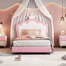 Load image into Gallery viewer, Upholstered Princess Platform Bed With Crown Headboard