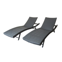 Load image into Gallery viewer, Wicker Chaise With Adjustable Reclining Seats (Set of 2) - Gray