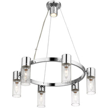 Load image into Gallery viewer, Six Light Metal Dimmable Chandelier With Shades - Silver / Clear