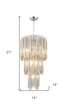 Load image into Gallery viewer, Unique Statement Seven Light Metal Crystal Glass Chandelier With Shades - Silver