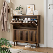 Load image into Gallery viewer, Medieval Modern Shoe Cabinet With 2 Flip Drawers And Fence Design