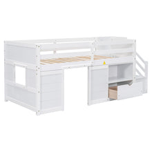 Load image into Gallery viewer, Low Loft Bed With Stair, Drawer, And Shelf